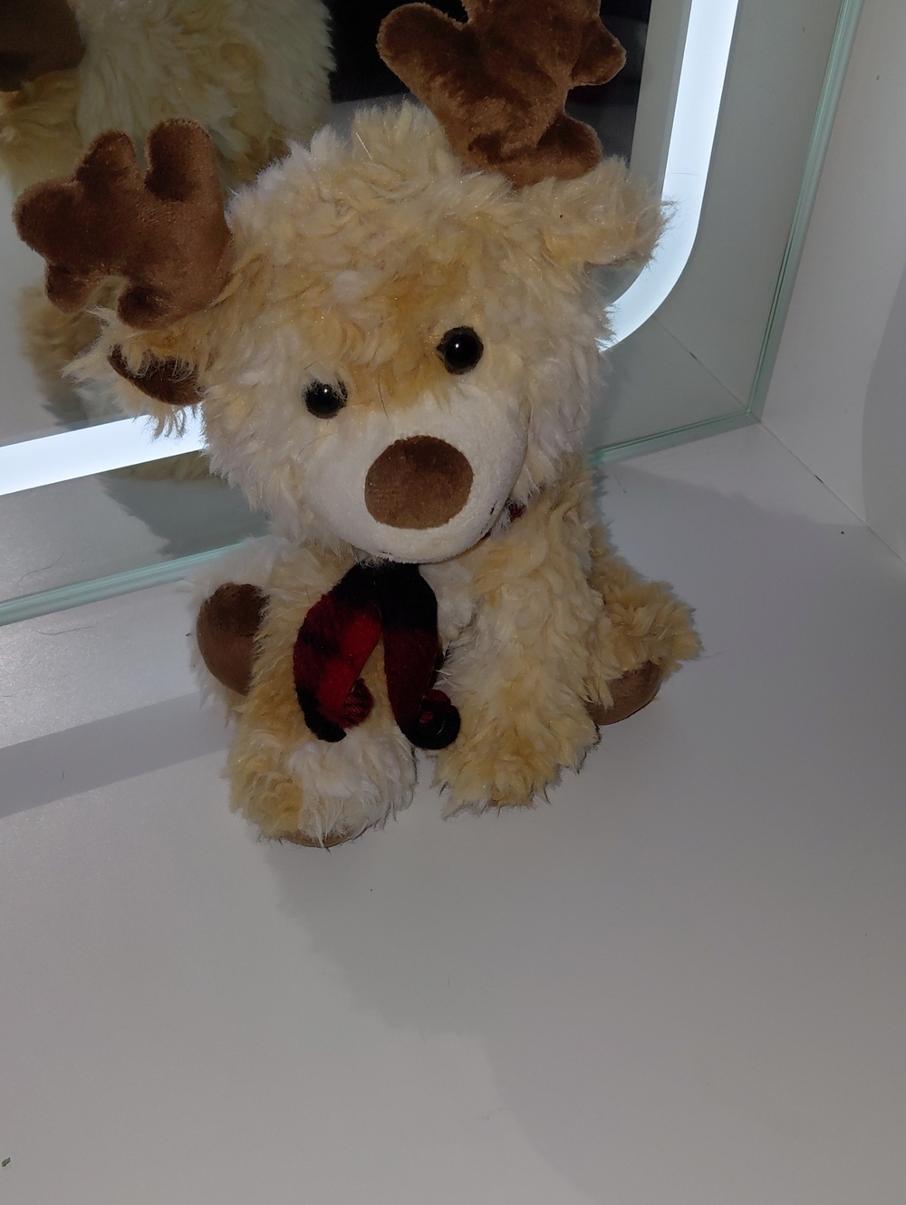 Plush Reindeer Dog Toy in Cream and Brown - Soft Squeaky Plush